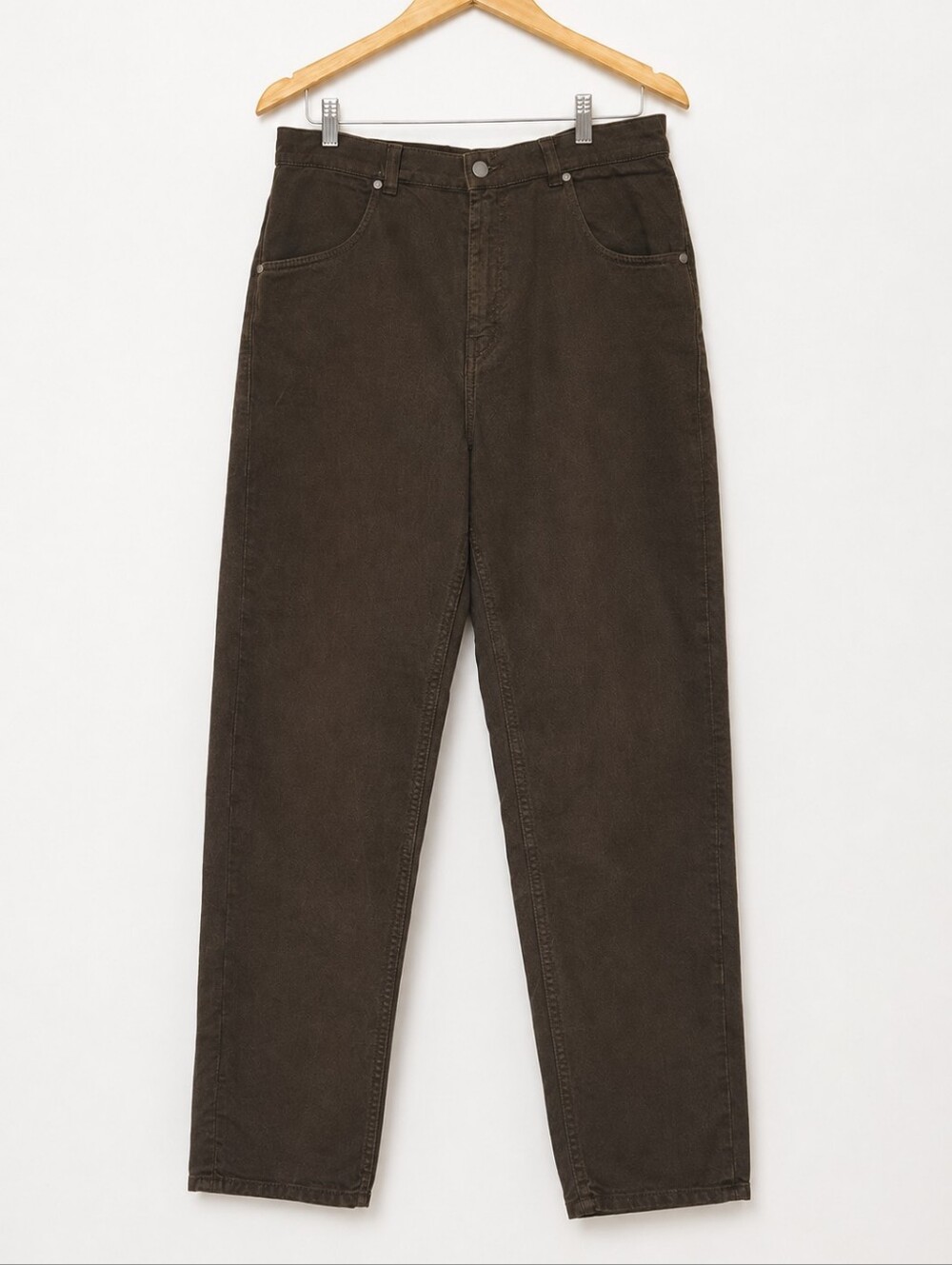 KOTN High Rise Straight Leg Crop Pants | Dark Brown/Olive | 100% Egyptian Cotton